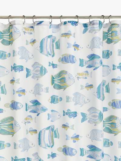 John Lewis & Partners Fish Recycled Polyester Shower Curtain