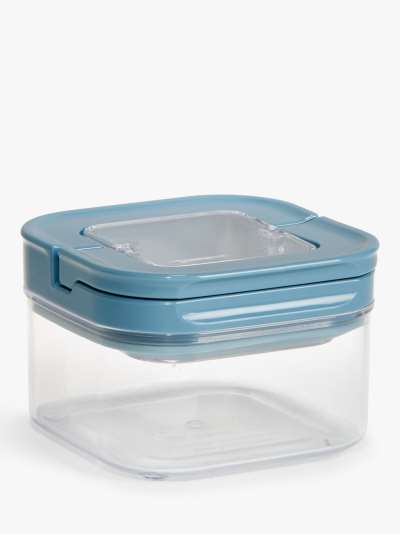 ANYDAY John Lewis & Partners Flip Lock Airtight Square Storage Container, 450ml, Clear