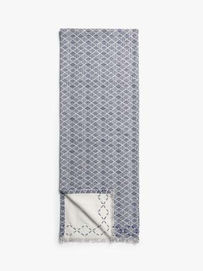 John Lewis & Partners Fusion Pattern Embroidered Cotton Table Runner, L250cm, Navy
