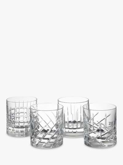 John Lewis & Partners Pavo Cut Crystal Glass Tumblers, 290ml, Assorted, Set of 4