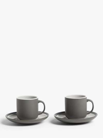 John Lewis & Partners Puritan Espresso Cup & Saucer, Set of 2, 90ml