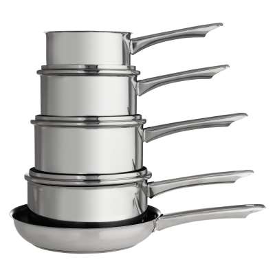 John Lewis & Partners Shine Saucepan & Frying Pan Set, 5 Piece