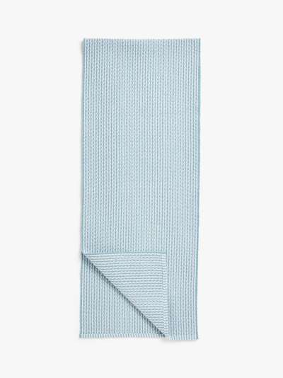 John Lewis & Partners Chevron Woven Cotton Table Runner, L180cm, Blue/White