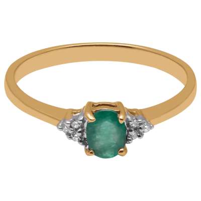 A B Davis 9ct Gold Oval Emerald and Diamond Engagement Ring