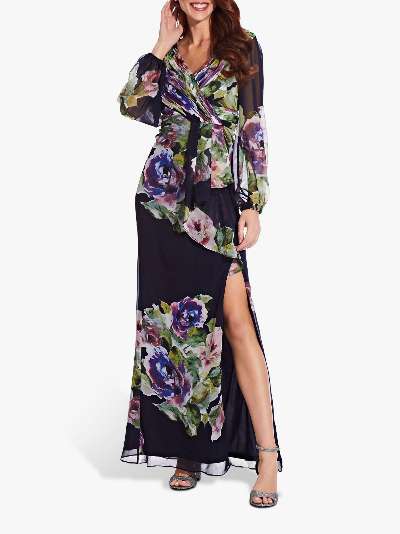 Adrianna Papell Floral Maxi Dress, Magenta/Multi