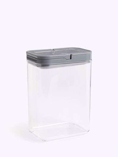ANYDAY John Lewis & Partners Flip Lock Airtight Rectangular Storage Container, Clear/Grey