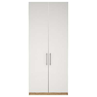 ANYDAY John Lewis & Partners Mix It Tall Double Wardrobe with T-bar Handles, Gloss White/Natural Oak