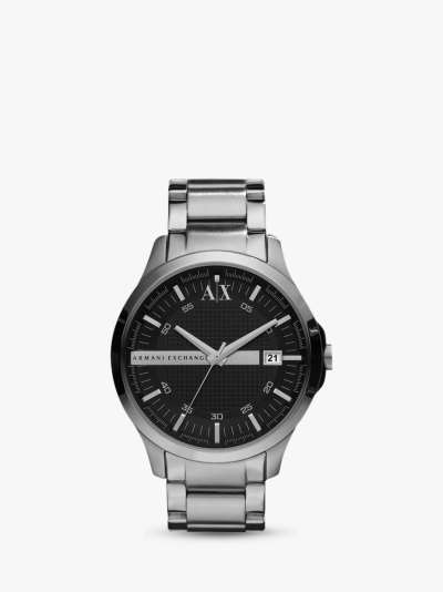 Armani Exchange Men's Date Bracelet Strap Watch, Silver/Black AX2103