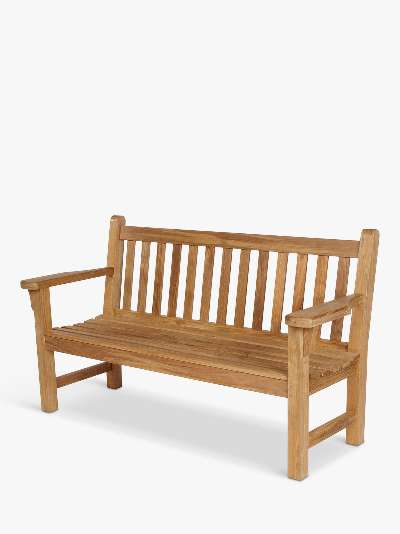 Barlow Tyrie London 3-Seat Teak Wood Garden Bench, Natural