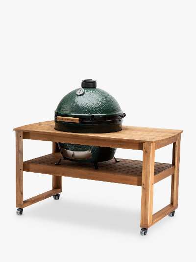 Big Green Egg Extra Large BBQ and Acacia Wood Table Bundle with ConvEGGtor & Cover