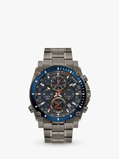 Bulova 98B343 Men's Precisionist Chronograph Date Bracelet Strap Watch, Grey/Black