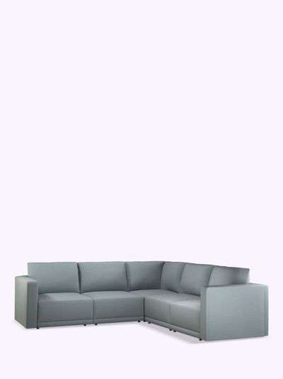 John Lewis Bundle Bold Arm 5 Seater Corner Sofa, Light Leg, Fine Chenille Blue