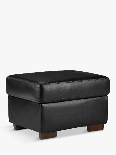 John Lewis & Partners Camden Leather Storage Footstool, Dark Leg