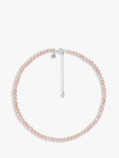 Claudia Bradby Button Pearl Collar Necklace, Pink