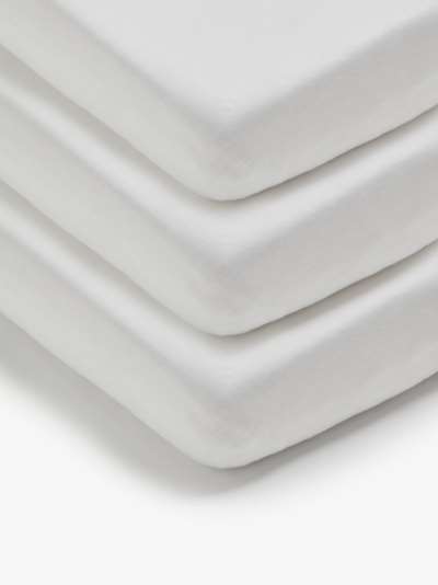 ANYDAY John Lewis & Partners Cotton Fitted Cot Sheet, Pack of 3, 60 x 120cm, White