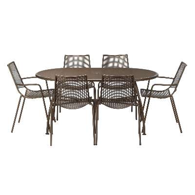 EMU Ala Mesh 6-Seater Garden Table and Chairs Dining Set, Bronze