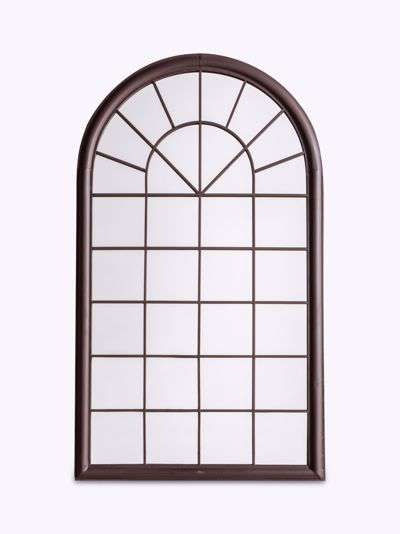 Fura Outdoor Garden Wall Window Style Arched Mirror, 131 x 75cm