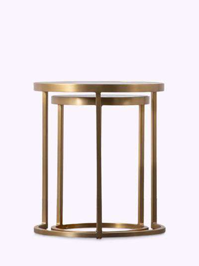 Gallery Direct Thurne Nest of 2 Glass Tables, Clear/Gold