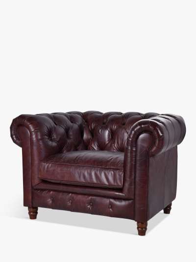 Halo Earle Chesterfield Leather Armchair, Antique Whisky