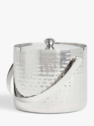 John Lewis Hammered Stainless Steel Ice Bucket & Lid, SIlver