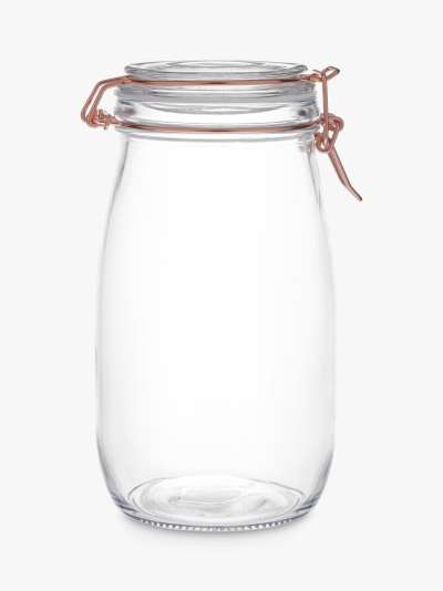 ANYDAY John Lewis & Partners Copper Wire Clip Top Airtight Glass Storage Jar, 1L
