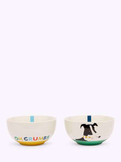 Joules Doris Dog Fine China Cereal Bowl, Set of 2,12.7cm, White/Multi