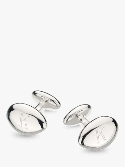 Kit Heath Personalised Sterling Silver Hexagonal Cufflinks, Silver