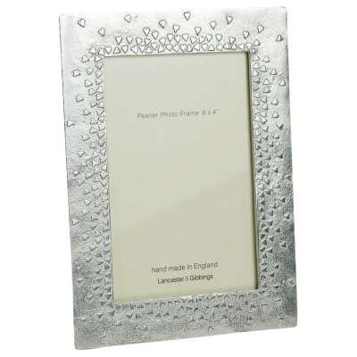 Lancaster and Gibbings Floating Hearts Photo Frame, Pewter
