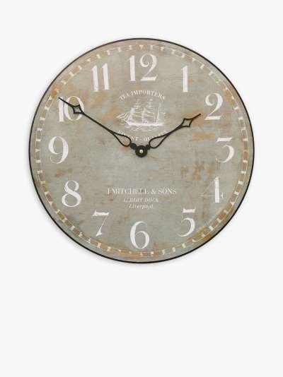 Lascelles Tea Clipper Ship Wall Clock, Dia.36cm, Grey