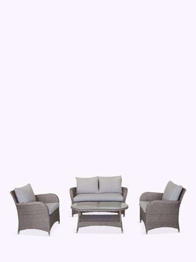 LG Outdoor Monaco 4-Seat Garden Coffee Table, Sofa & Armchairs Lounging Set, Sand