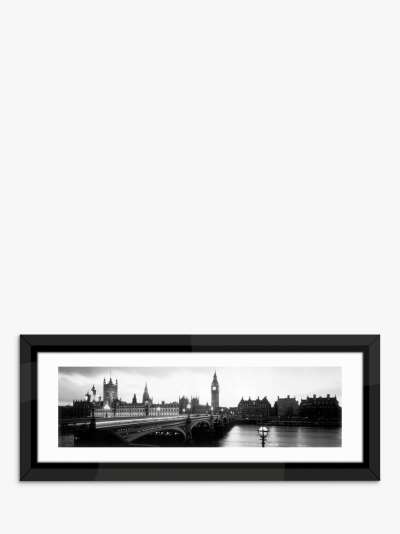 London's River Thames at Westminster - Framed Print & Mount, 43 x 100cm