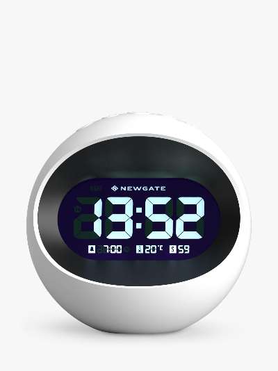 Newgate Clocks Centre of the Earth LCD Digital Alarm Clock, White