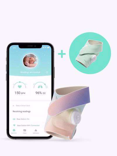 Owlet Duo Smart Sock Baby Monitor and Accessory Set, Mint/Rainbow