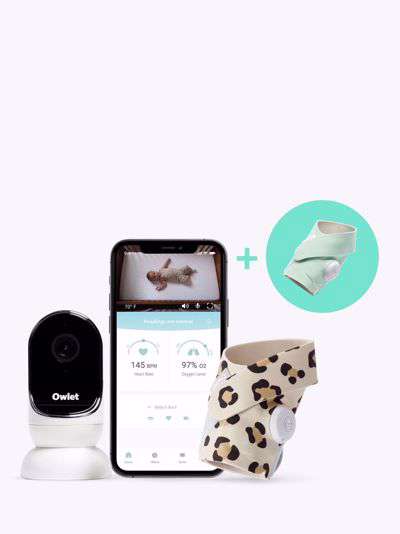 Owlet Duo Smart Sock & Cam Baby Monitor and Accessory Set, Mint/Wild Child