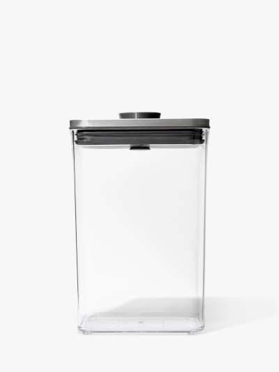 OXO POP Stainless Steel Lid Rectangular Kitchen Storage Container, Clear