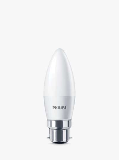 Philips 6W BC Candle Light Bulb, Frosted