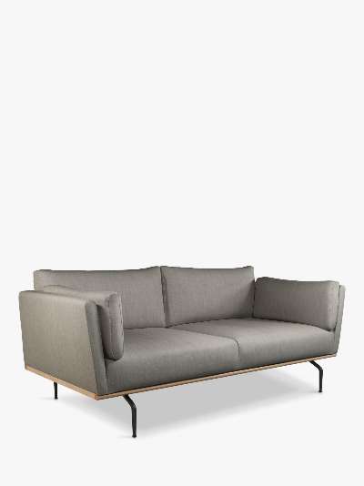 John Lewis & Partners Platform Large 3 Seater Sofa, Black Leg, Relaxed Linen Storm