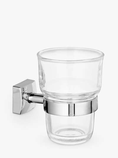 John Lewis & Partners Pure Bathroom Tumbler and Holder, Silver