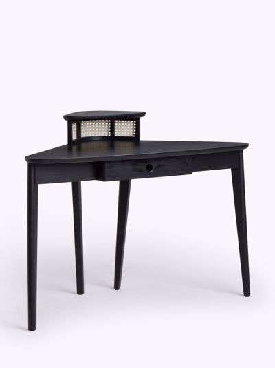 John Lewis & Partners Rattan Nook Corner Desk, Black