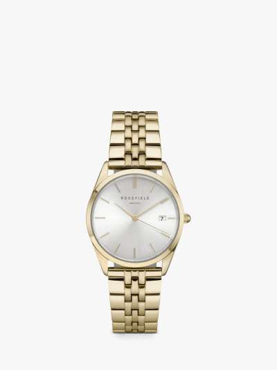 ROSEFIELD The Ace Sunray Date Mesh Strap Watch, Gold ACSG-A03
