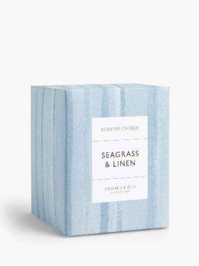John Lewis & Partners Seagrass Linen Scented Candle, 180g