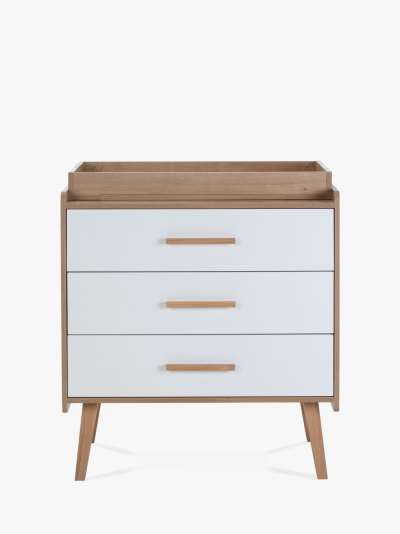 Silver Cross West Port 3 Drawer Dresser Changing Table, Natural/White