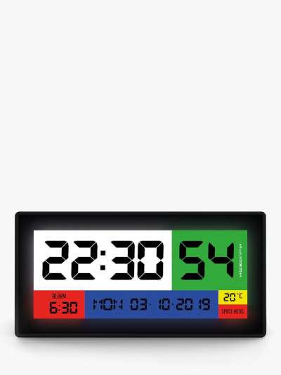 Space Hotel Robot 100 LCD Digital Alarm Clock, Black