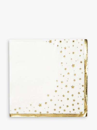 Talking Tables Gold Star Disposable Napkins, Pack of 16