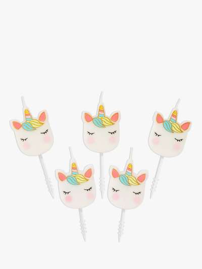 Talking Tables Unicorn Birthday Candles, Pack of 5