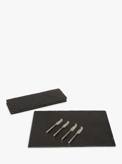 The Just Slate Company 4 Mini Cheese Knives and Cheese Boards Gift Set