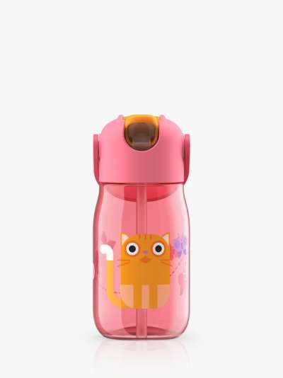 Zoku Flip Cat Water Bottle, Pink, 400ml