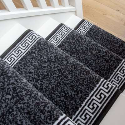 Black Border Stair Carpet Runner - Cut to Measure	| Scala