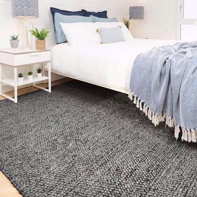 Grey Pebble Wool Living Room Rug | Rowan