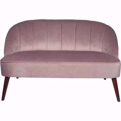 Blush Pink Velvet Sofa with Walnut Effect Legs